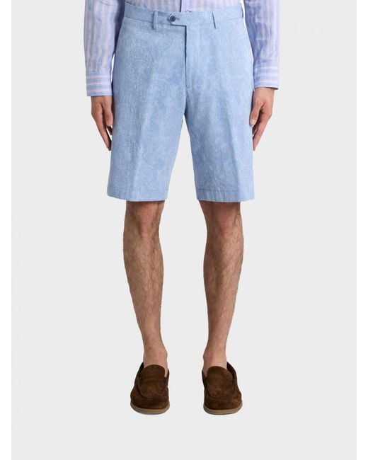 Etro Blue Paisley Cotton Shorts for men