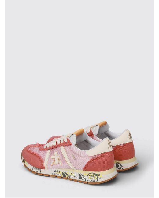 Premiata Pink Lucy Suede And Nylon Sneakers