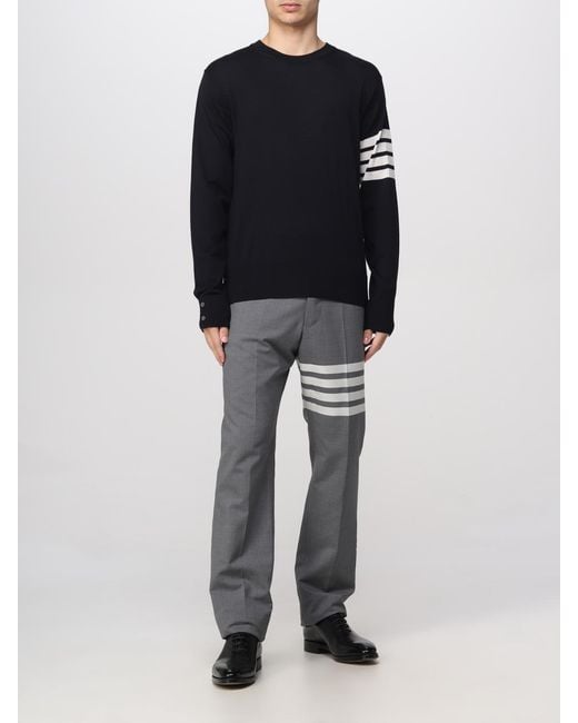 Thom Browne Pullover Aus Wolle Mit 4 Bar Stripes in Blue für Herren