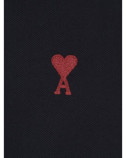 AMI Black Organic Cotton Polo Shirt for men