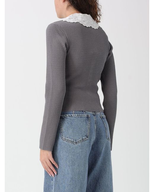Self-Portrait Gray Cotton Knit Top