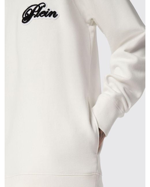 Philipp Plein White Jersey Hoodie With Contrasting Logo for men