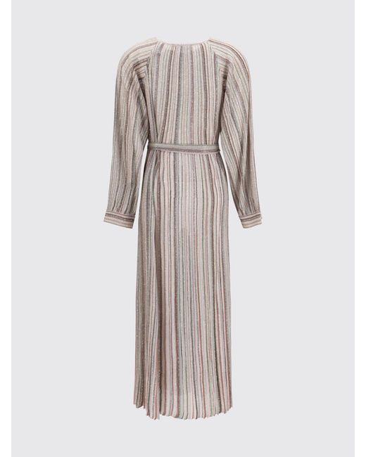 Missoni Pink Long Striped Lurex Cardigan With Waist Belt