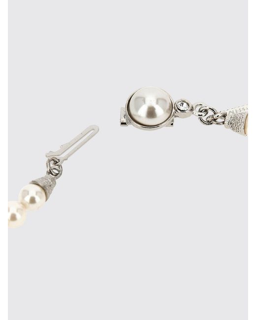 Alessandra Rich White And Crystal Necklace