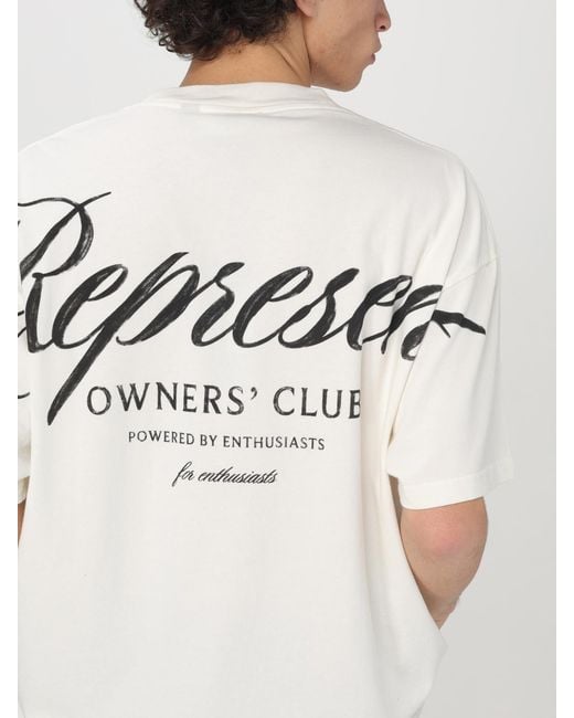 Represent White Cotton T-Shirt With Logo for men