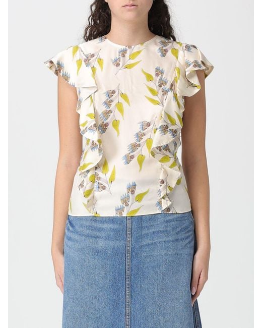 Ulla Johnson Blue Botanical Printed Silk Top