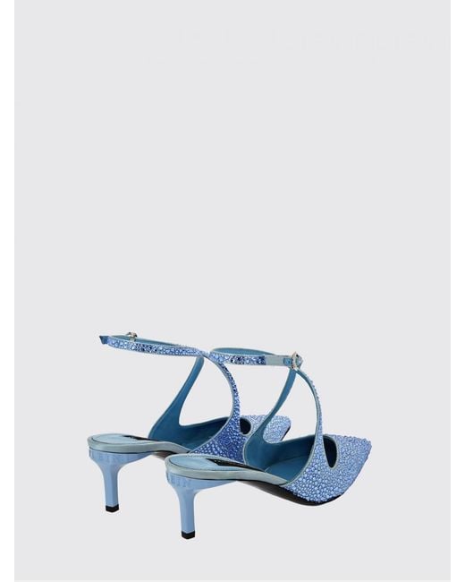 Philipp Plein White Satin Pumps With Rhinestones And An Ankle Strap