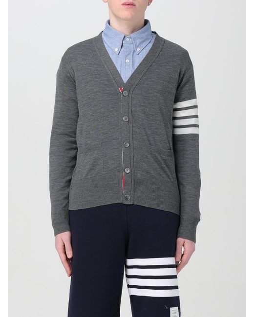 Thom Browne Gray Ribbed Wool Crewneck Sweater for men