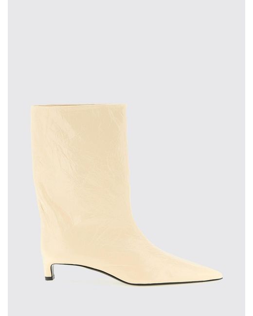 Jil Sander Natural Crinkled Leather Ankle Boot