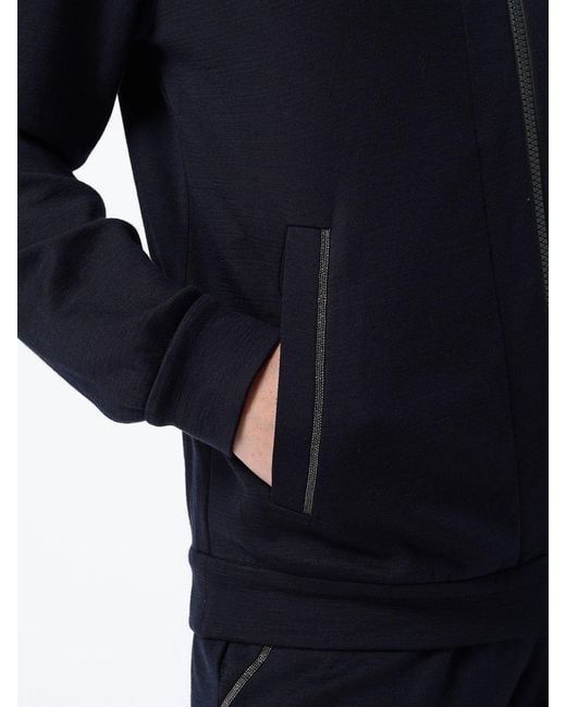 Brunello Cucinelli Blue Cotton Zip-Up Hoodie With Monili Embellishment