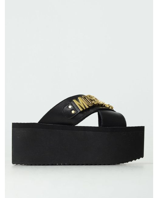 Sandalo platform in pelle di Moschino Couture in Black