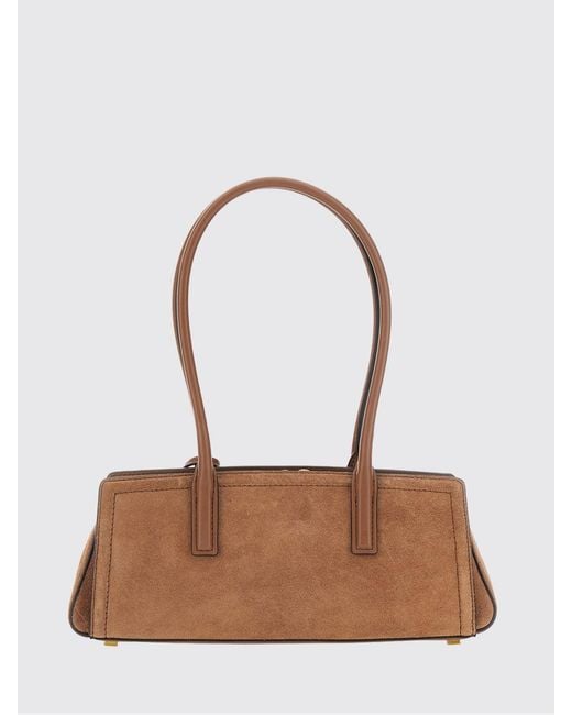 Michael Kors White Laila Suede Shoulder Bag With Logo Charm