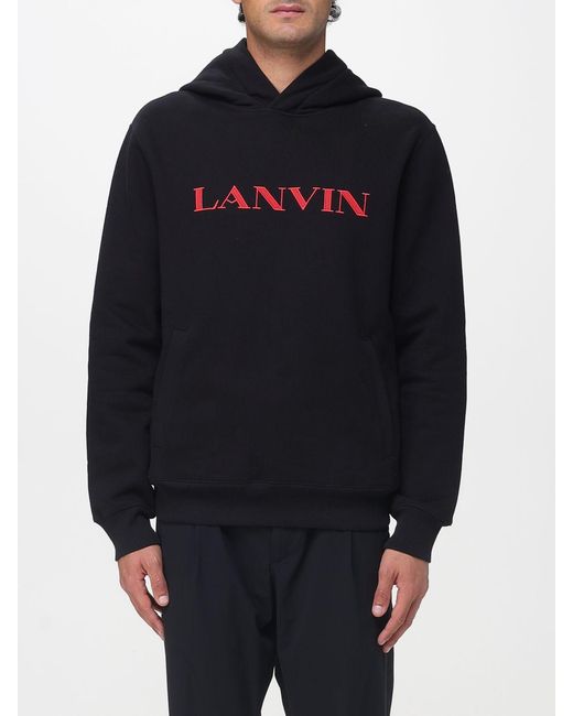 Lanvin Blue Cotton Hoodie With Logo for men