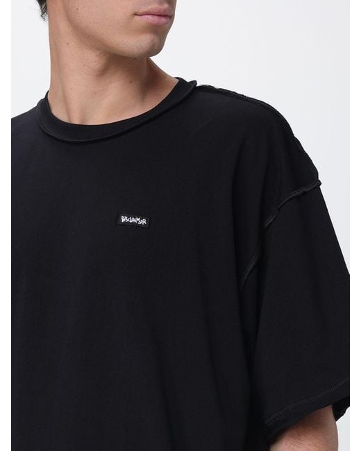 DISCLAIMER Black Cotton T-Shirt With Logo for men
