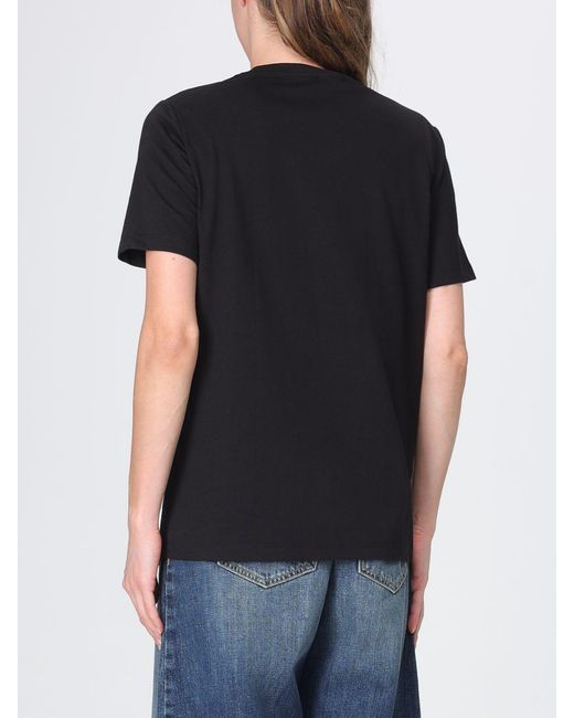 Elisabetta Franchi Black Cotton T-Shirt With Applied Metallic Logo