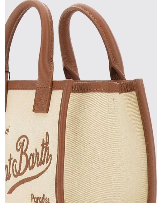 Mc2 Saint Barth Natural Embroidered Logo Cotton Twill Vanity Bag