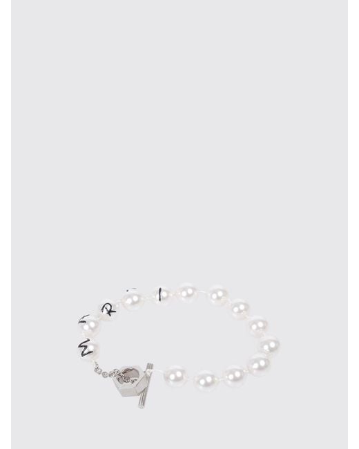 Marni White Brass Necklace With Synthetic Pearls And Crystals for men