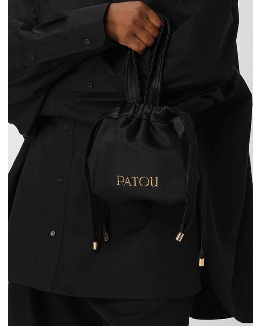 Patou Black Satin Bucket Bag