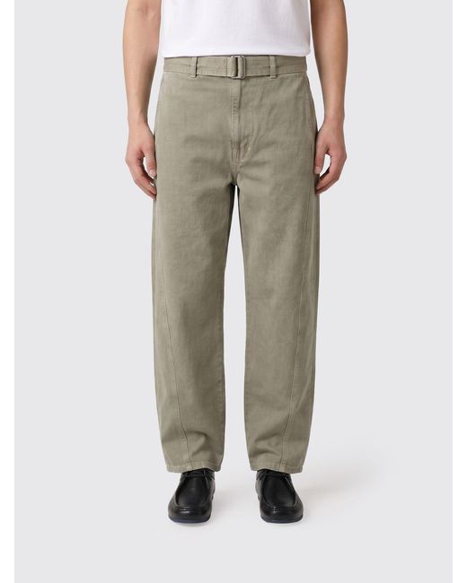 Lemaire Natural Wide Leg Cotton Trousers With Adjustable Waist Belt for men