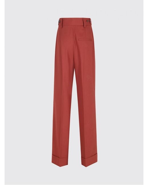 Alberta Ferretti Red Crepe Palazzo Trousers