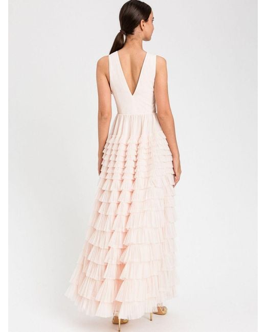 Twinset Pink Tiered Tulle Long Dress