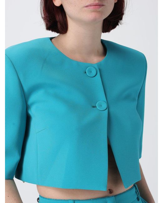 Pinko Blue Cropped Crêpe Blazer