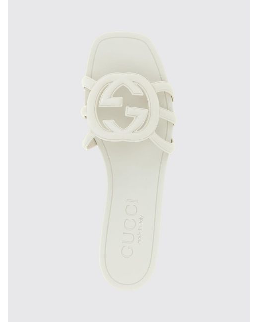 Gucci White Gg Monogram Rubber Slippers