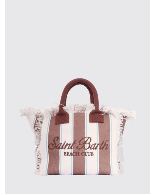 Mc2 Saint Barth Pink Colette Cotton Canvas Bag With Logo