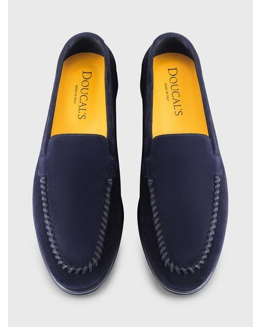 Doucal's Blue Suede Loafers for men
