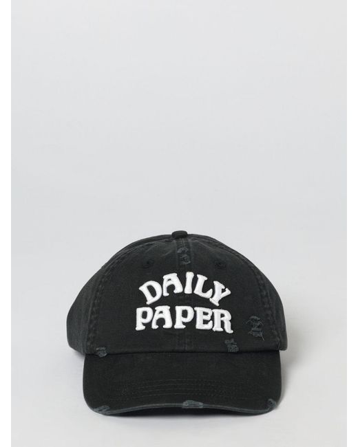 Daily Paper Black Used Cotton Hat With Embroidered Logo for men