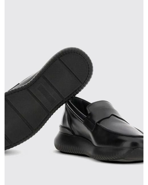 Hogan Black Cube Leather Loafers for men