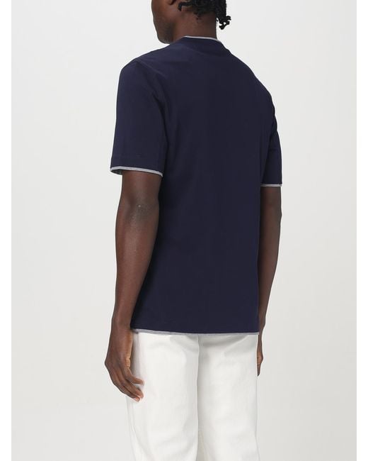Brunello Cucinelli Blue Basic Cotton T-Shirt for men