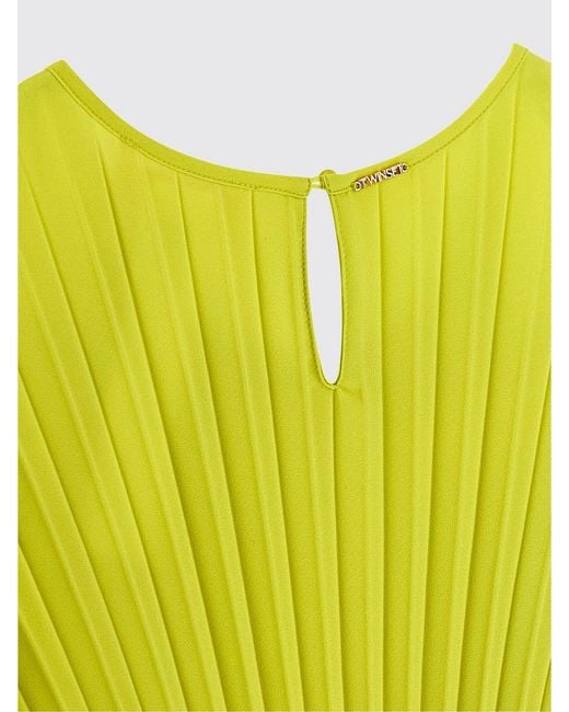 Twinset Yellow Pleated Crêpe Long Dress