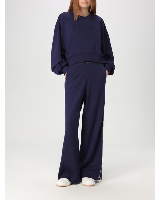 Felpa A Girocollo Con Logo di Elisabetta Franchi in Blue