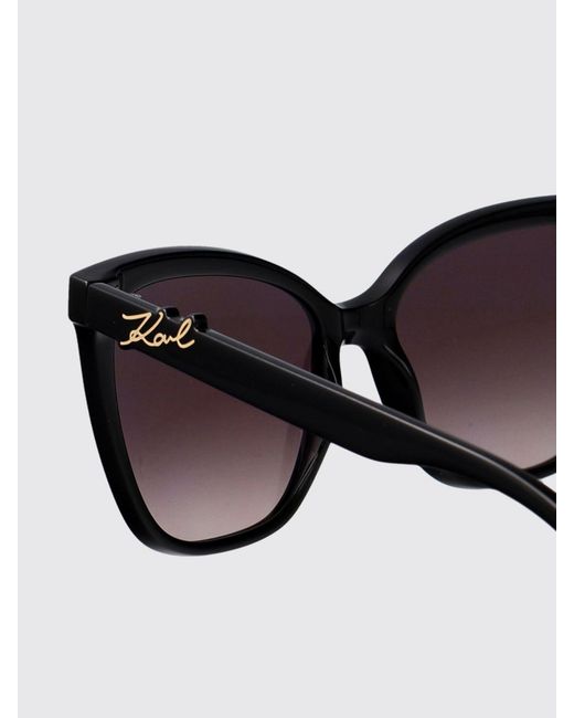 Karl Lagerfeld Black Vintage Cat Eye Acetate Sunglasses With Metallic Logo