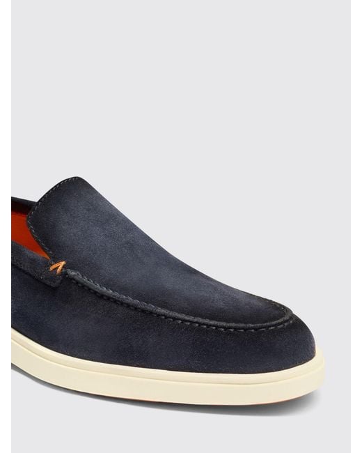 Santoni Blue Botanist Suede Loafer for men