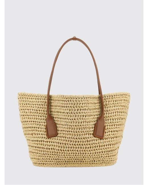 Bottega Veneta Metallic Medium Arco Raffia Tote Bag With Double Leather Handles