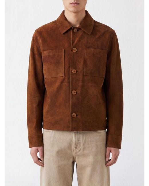 Salvatore Santoro Brown Suede Shirt Jacket With Patch Pockets for men