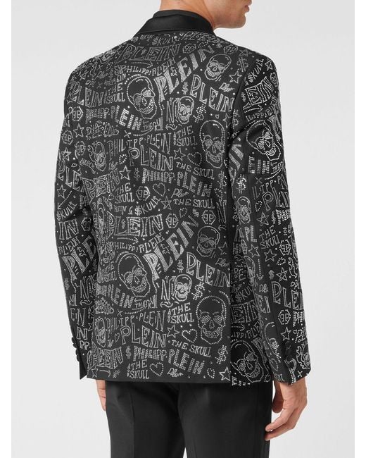 Philipp Plein Black Skull Single-Breasted Blazer for men