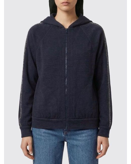 Brunello Cucinelli Blue Cotton Blend Hoodie