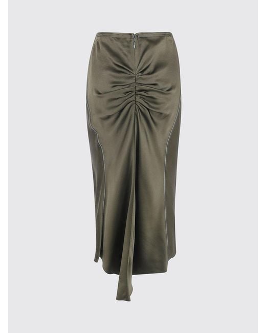 Victoria Beckham Gray High-Waisted Ruched Midi Pencil Skirt