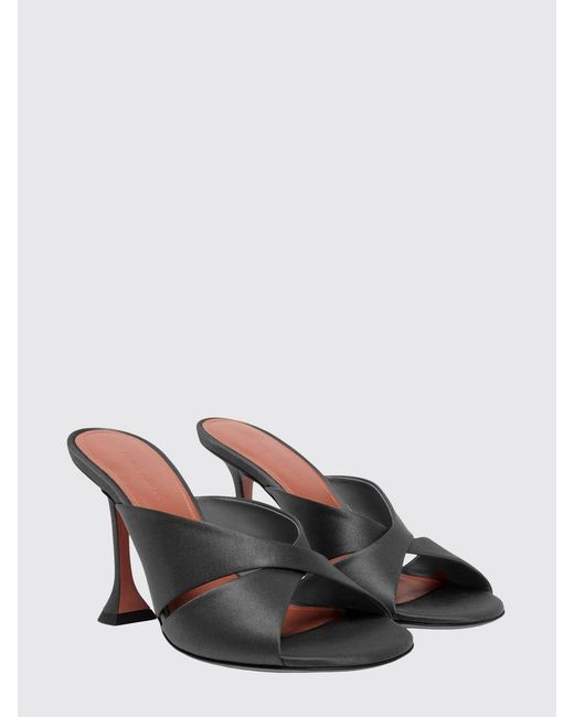 AMINA MUADDI Black Salma Silk Satin Mules