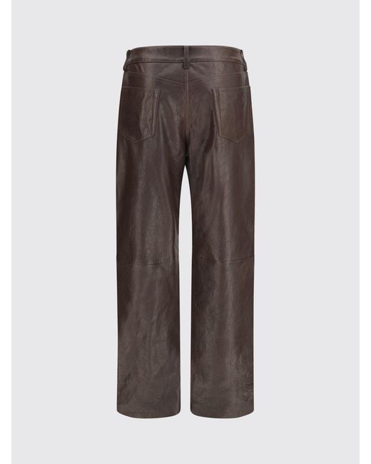 Magda Butrym Brown High-Waisted Smooth Leather Straight Trousers