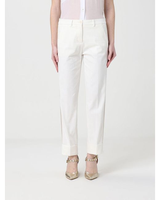 Mason's White Cotton Blend Straight Trousers