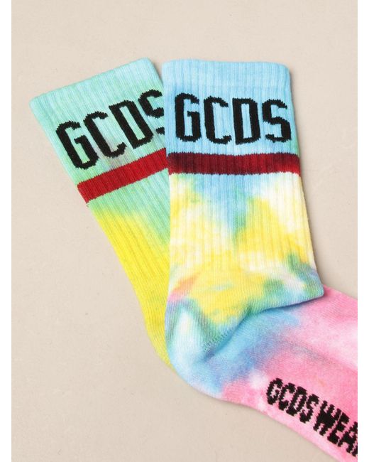 Gcds Pink Socks In Tie Dye Cotton With Logo