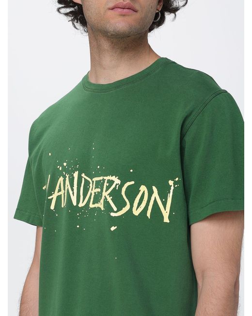 J.W. Anderson Green Cotton Crew Neck T-Shirt With Logo for men