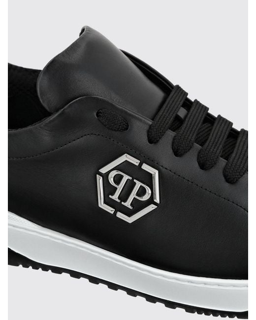 Philipp Plein White Low-Top Smooth Leather Sneakers With Hexagon Logo And Monogram for men
