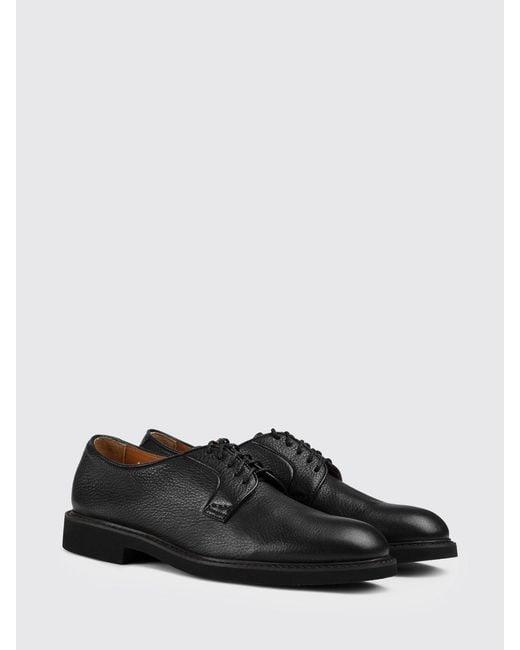 Doucal's White Pebbled Leather Derby Shoes With Round Toe And Rubber Sole for men