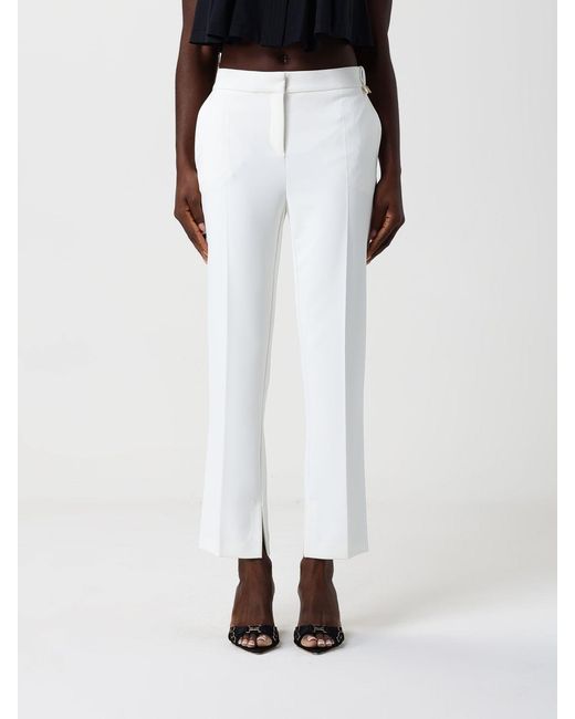 Elisabetta Franchi White Crêpe Cropped Pants
