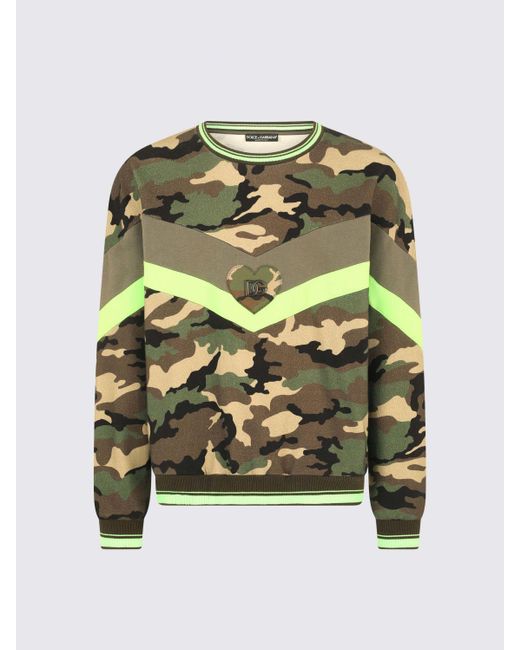 Sweat en coton camouflage avec logo DG Dolce & Gabbana pour homme en coloris Green